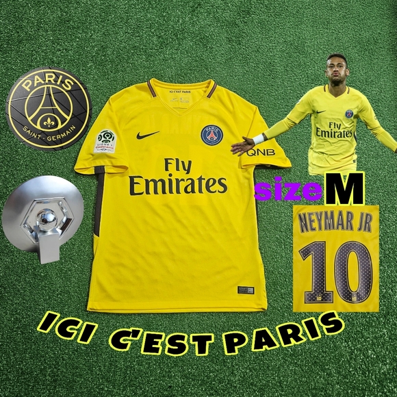 Nike PSG Neymar Jr #10 2017/2018 away yellow jersey size M Ligue 1